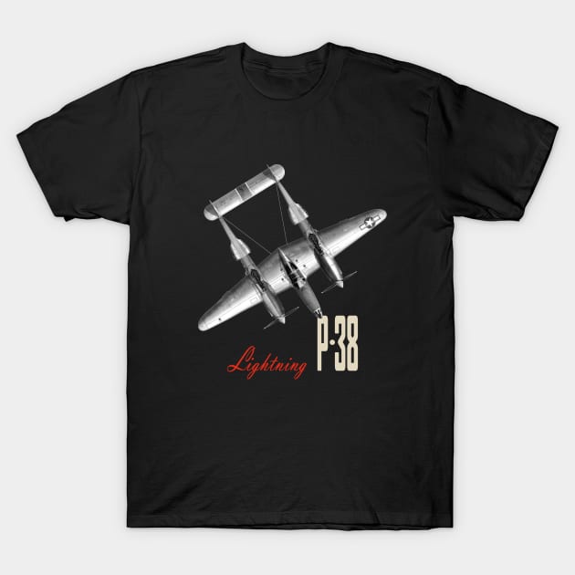 P-38 Lightning WW2 fighter aircraft airplane T-Shirt by Jose Luiz Filho